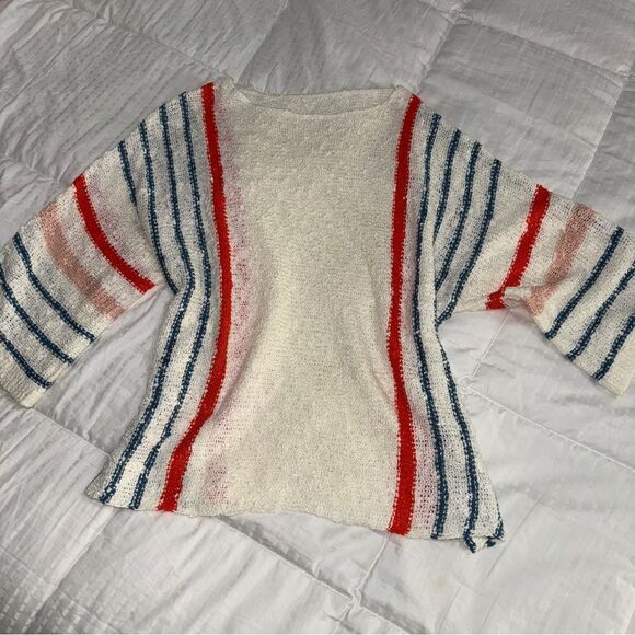 Women’s cream colored striped detail wide sleeve lightweight  sweater- NWOT - Picture 7 of 15